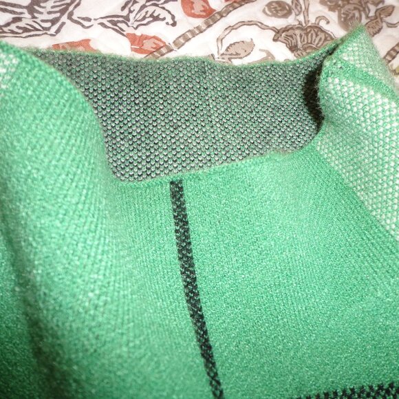 NWOT JNY Jones New York Mock Neck Sweater M Green Plaid Raglan Long Sleeve Thick - Picture 6 of 14